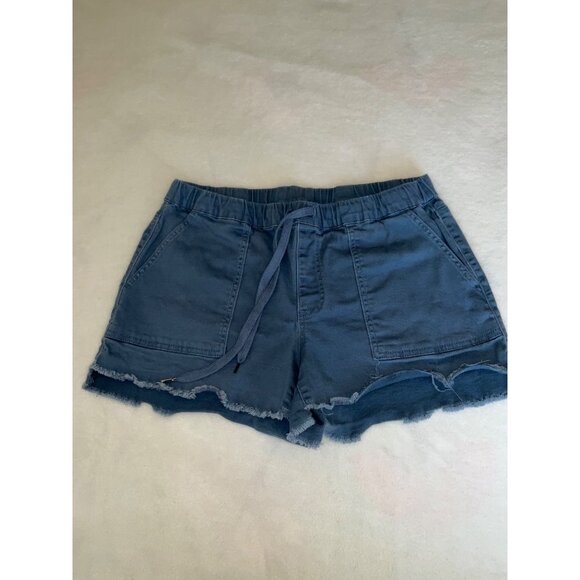 YMI Large  Dream High Rise Joggers Shorts with Tie Medium Blue - Picture 2 of 5